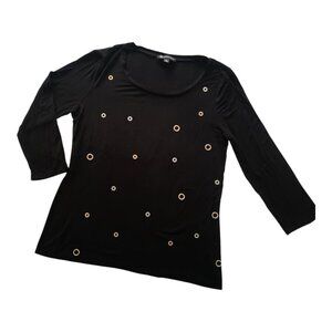 INC Stretchy Rhinestones Circles Adorned Long Sleeve Top M